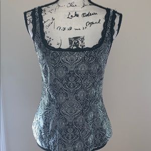 WHITE HOUSE BLACK MARKET black silver fit cami M